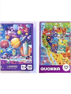 QUOKKA SET OF 2 Puzzles for Kids USA MAP & SOLAR SYSTEM 6+ Jigsaw Puzzles 100pc